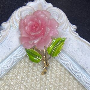 VTG Crown Trifari Pink Rose Brooch Pin crown trifari Trifari